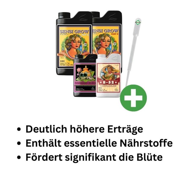 Advanced Nutrients 4-teiliges Grow Set – pH Perfect Grow A & B, Voodoo-Juice & B-52 für Maximales Pflanzenwachstum, Gesunde Wurzeln & Üppige Blüten