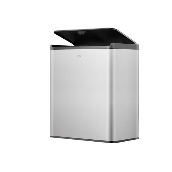 PROREGAL Rechteckiger Abfallbehälter Aus Gebürstetem Edelstahl Mit Touch Open Deckel Aus Kunststoff 40 Liter HxBxT 59,5 x 46,3 x 28,8 cm Silber