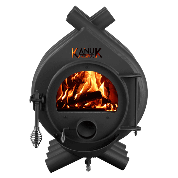 Kaminofen mit brennendem Holz