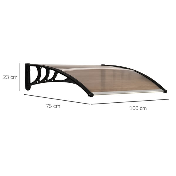 Outsunny Vordach Haustürvordach 75 x 100 cm Pultvordach Überdachung Polycarbonat Braun