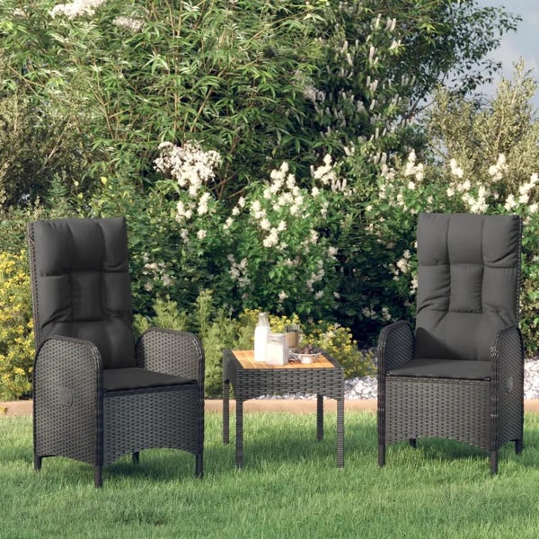 Gartenstühle 2 Stk. Poly Rattan Schwarz