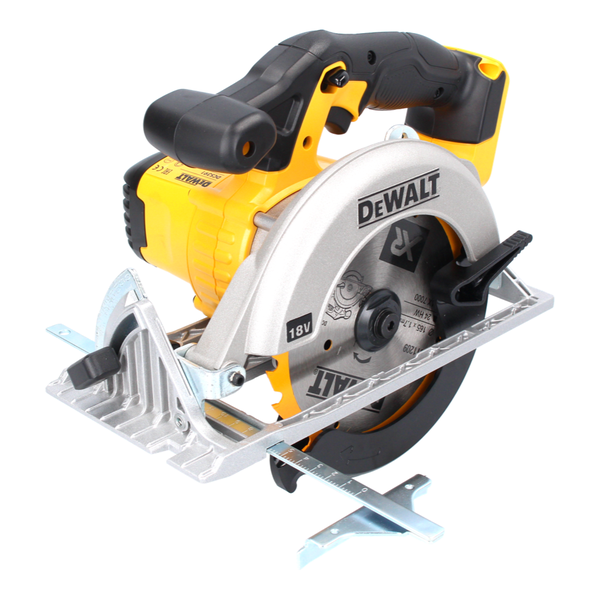 DeWalt Akku-Handkreissäge 18 Volt mit Sägeblatt und Parallelanschlag.