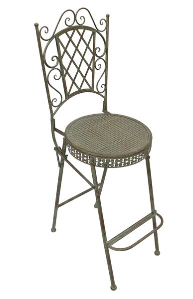 Metallhocker mit Rückenlehne für den Garten