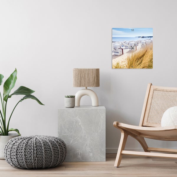 Wanduhr |Uhr | geräuschlos | Strandkörbe  |Sylt | Strand | Meer | Acrylglas | CL0240_Sylt 30x30cm