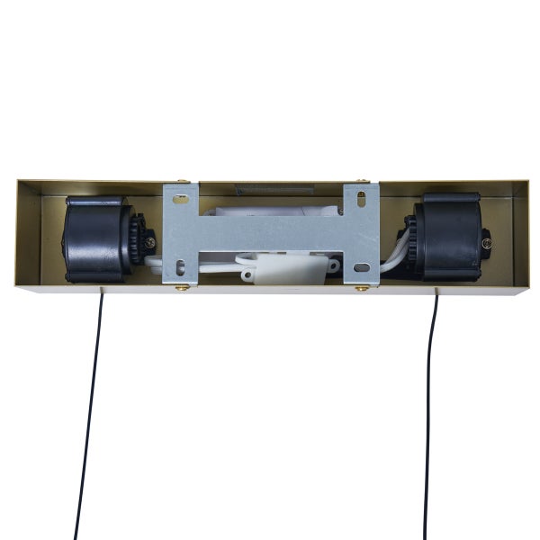 Innenansicht eines Lichtkastens mit elektrischen Komponenten und Kabeln