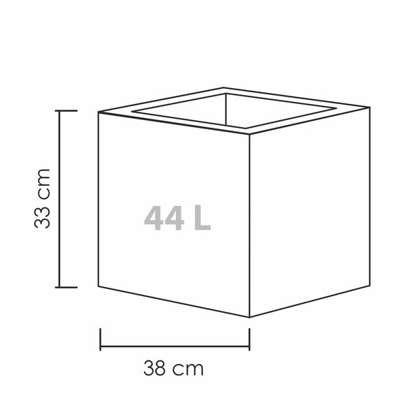 Scheurich C-Cube 40, Pflanzgefäß/Blumentopf/Pflanzkübel, quadratisch,  aus Kunststoff Farbe: Stony Grey, 38 cm Durchmesser, 33 cm hoch, 44 l Vol.