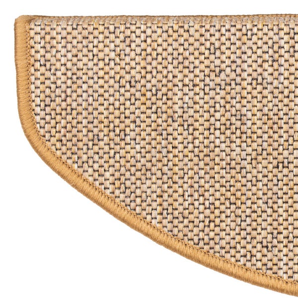 FLOORDIREKT Stufenmatte Sabang - Sisaloptik - Gekettelter Rand & Selbstklebend - Natur - 23,5 x 65 cm - Halbrund