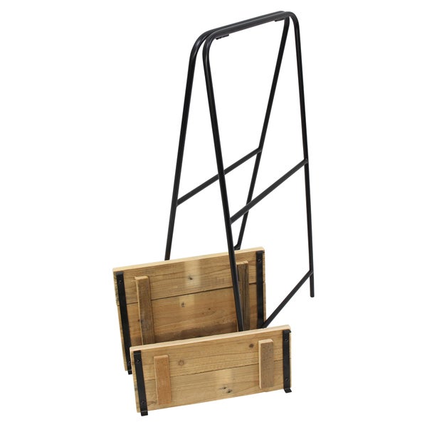FRANK FLECHTWAREN | Etageren-Regal Modern, 3tlg., METALL, HOLZ, 40 x 29 x 80 cm