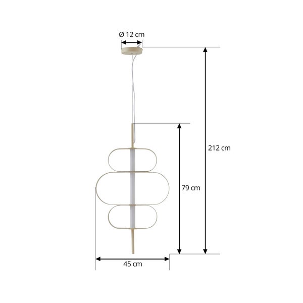 Detailaufnahme einer weißen Haltestange, die durch einen beigen Regalboden geführt wird.