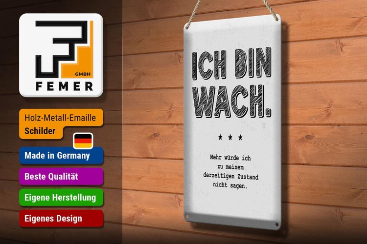 Blechschild Spruch lustig Zustand Ich bin wach 20x30cm