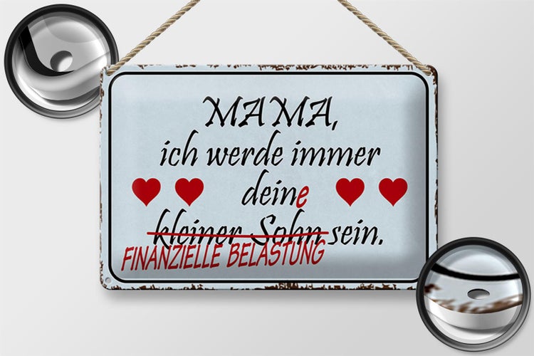 Blechschild Spruch 30x20cm Mama ich werde dein kleiner Sohn