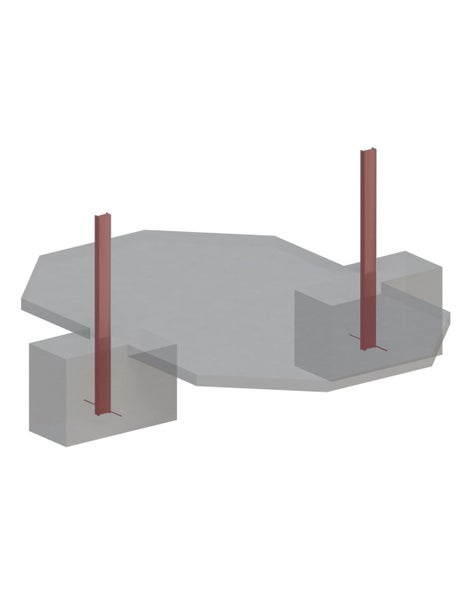 Darstellung einer Betonplatte mit zwei Stahlpfosten als Bauelement