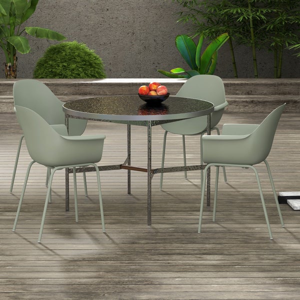 Outsunny 4er Set Gartenstuhl, Terrassenstühle mit Rückenlehne und Armlehne, bis 120 kg belastbar, 75B x 87T x 90H cm, HDPE, Grün
