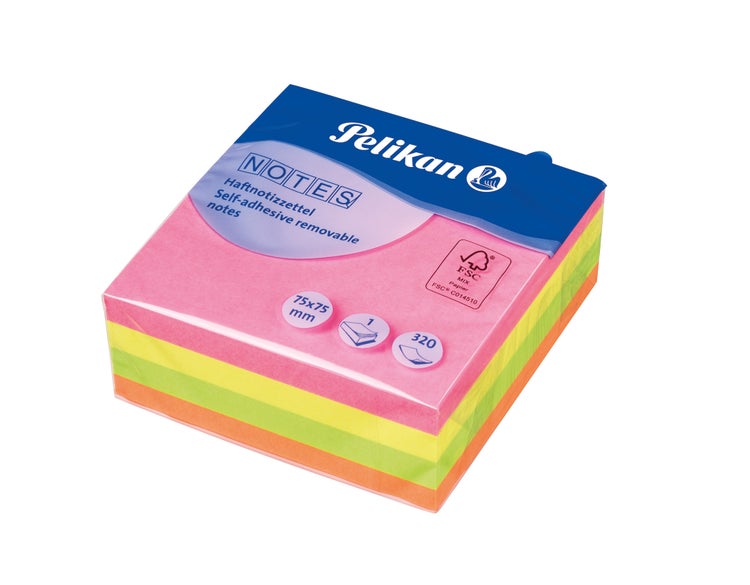 Pelikan Haftnotiz Notizhaftzettel Neonmix 75 x 75 mm 320 Blatt