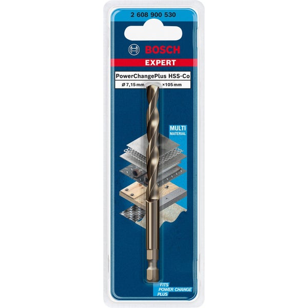 Bosch Expert PowerChange Plus HSS-Co Bohrer, Durchmesser 7,15 mm, Länge 105 mm