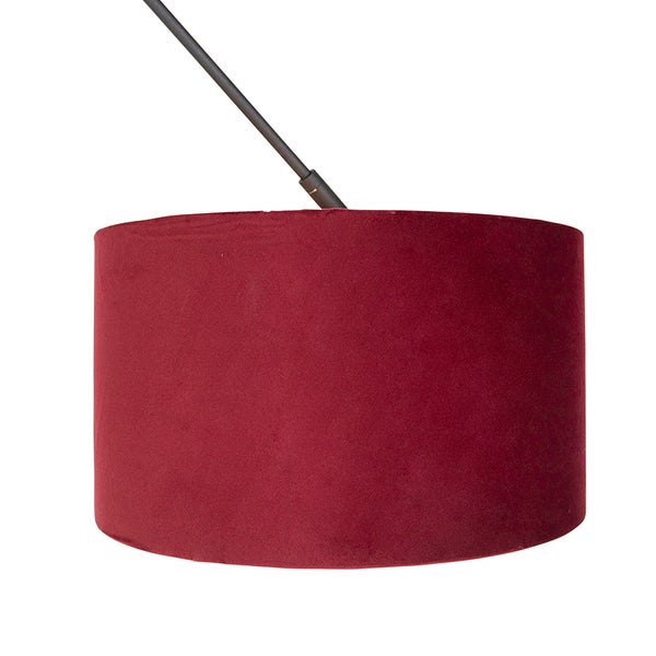 Zylindrischer Lampenschirm aus Samt in Bordeaux.