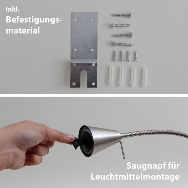 2 x LED Flexible Wandleuchte Leselampe mit Schalter GU10 5W 400lm Matt Nickel