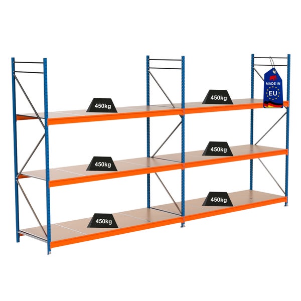 Lagerregal mit sechs Regalböden und einer Traglast von 450 Kilogramm pro Boden
