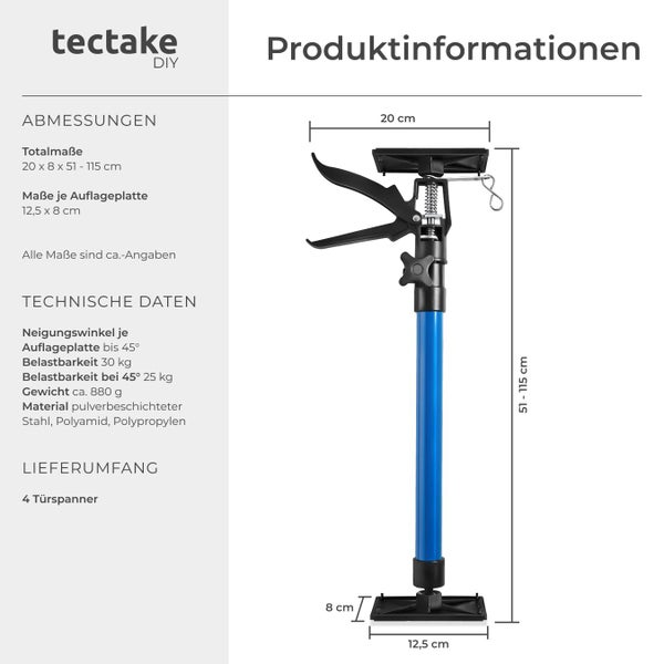 Produktinformationen zu Tectake Türspanner mit Maßangaben