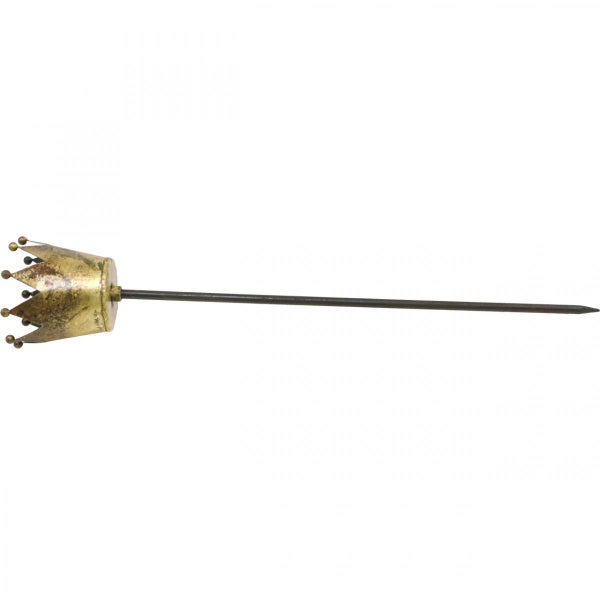 Gartenstecker Krone aus Metall in Gold-Optik mit antikem Finish.