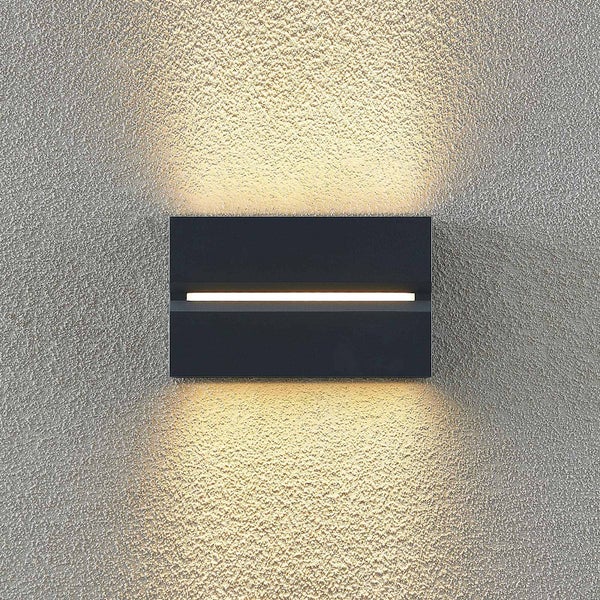 PRIOS LED Wandleuchte außen Itarion (spritzwassergeschützt (Modern) in Alu aus Aluminium (1 flammig, ) - Außenwandleuchten Wandlampe Led Außenlampe Outdoor für Außenwand/Hauswand