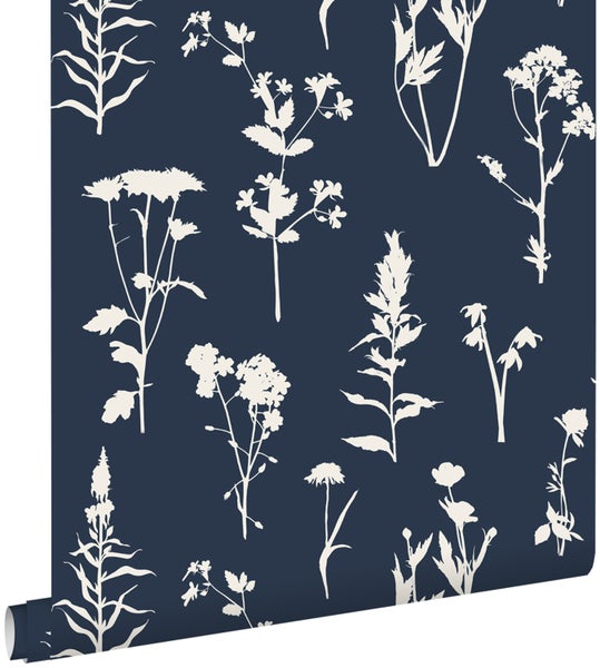 ESTAhome Tapete Feldblumen Dunkelblau - 50 x 900 cm - 139397