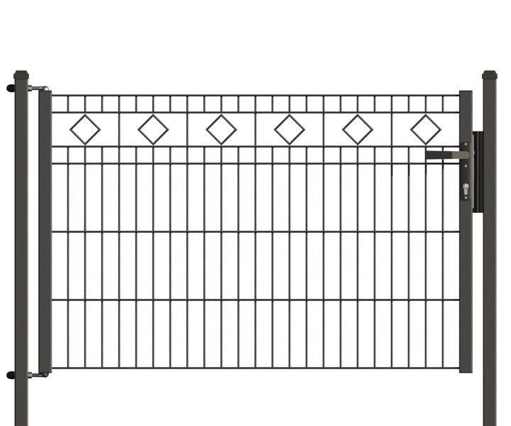 Metallzauntor mit Rautenmuster