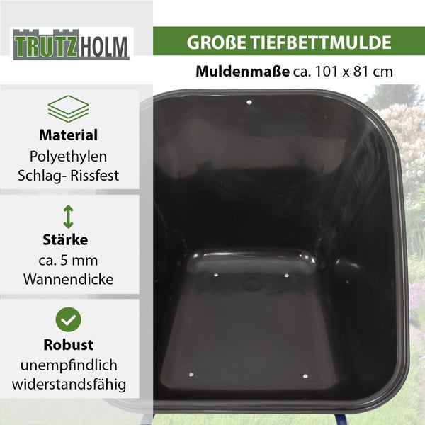 2-Rad Schubkarre XXL 290 L 300 kg Gartenschubkarre Hofkarre Schiebkarre Luftrad Metallfelgen schwarz