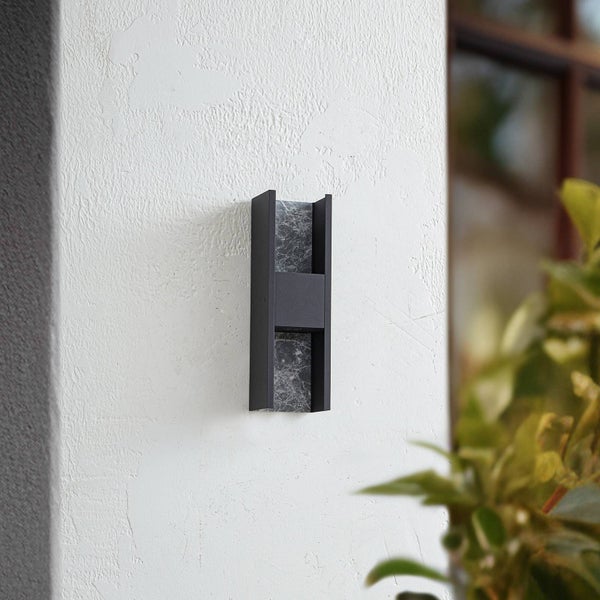 Lucande LED Wandleuchte außen Lavrin (spritzwassergeschützt (Modern) in Schwarz aus Aluminium (2 flammig, ) - Außenwandleuchten Wandlampe Led Außenlampe Outdoor für