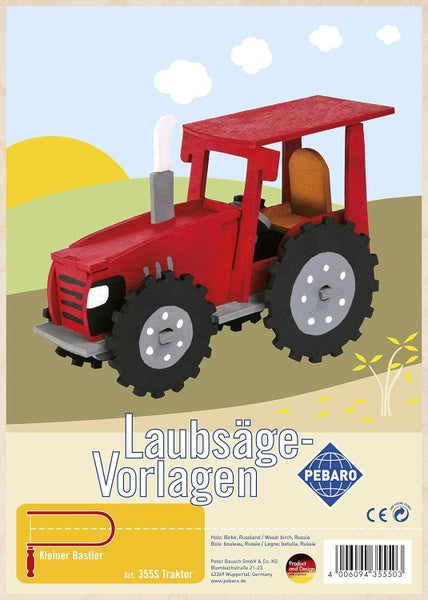 PEBARO 355S - Laubsägevorlage Traktor, 1 Platte, Größe DIN A4