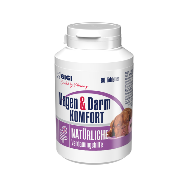 Gigi Magen und Darm Komfort Tabletten zur Unterstützung der Verdauung von Hunden, 80 Stück
