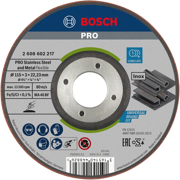 Bosch Trennscheibe für Edelstahl und Metall, 115 x 3 x 22,23 Millimeter