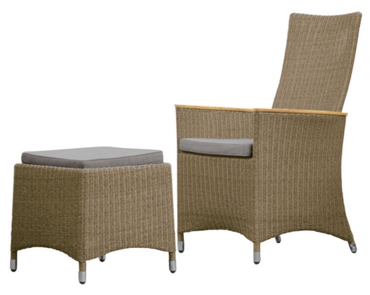Polyrattan Hocker Gartenhocker Taupe inkl. Auflage hochwertiges Geflecht