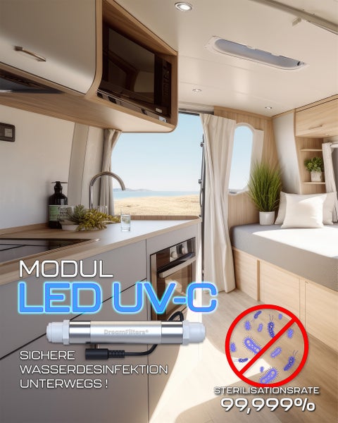 UVC-LED 12/24V Modul zur Wasserentkeimung für Wohnmobile und Filtersysteme.