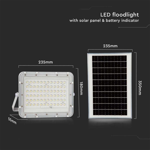 V-TAC VT-120W-W - Weiße Solar-Flutlichter - 15W - IP65 - 1200 Lumen - 4000K