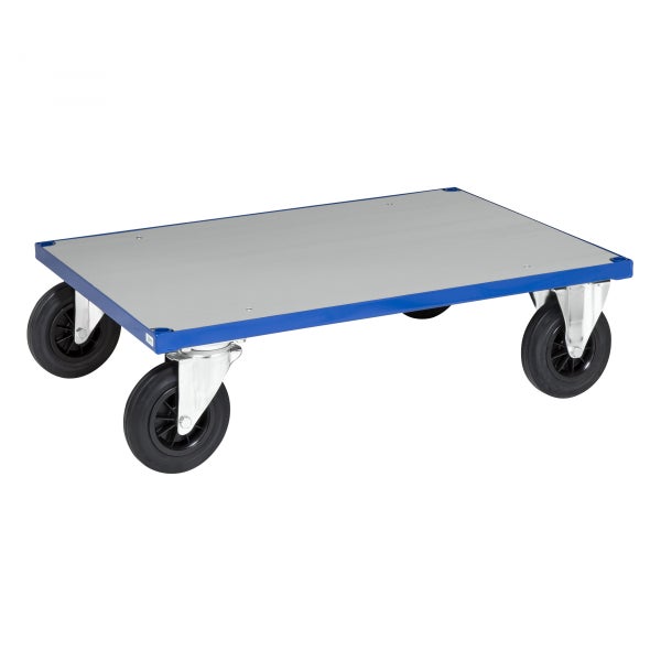 Kongamek Plattformwagen in blau mit verzinkter Ladefläche 1000x700x260mm Gummibereifung und Bremse