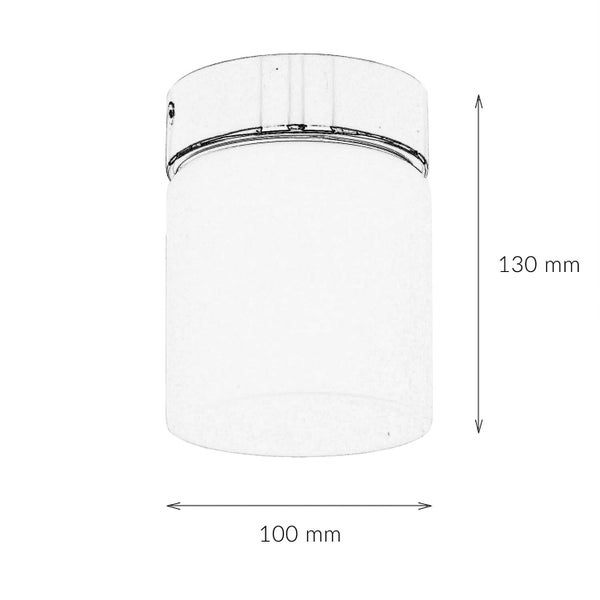 Abbildung einer Wandleuchte mit den Maßen 130 mm Höhe und 100 mm Breite.