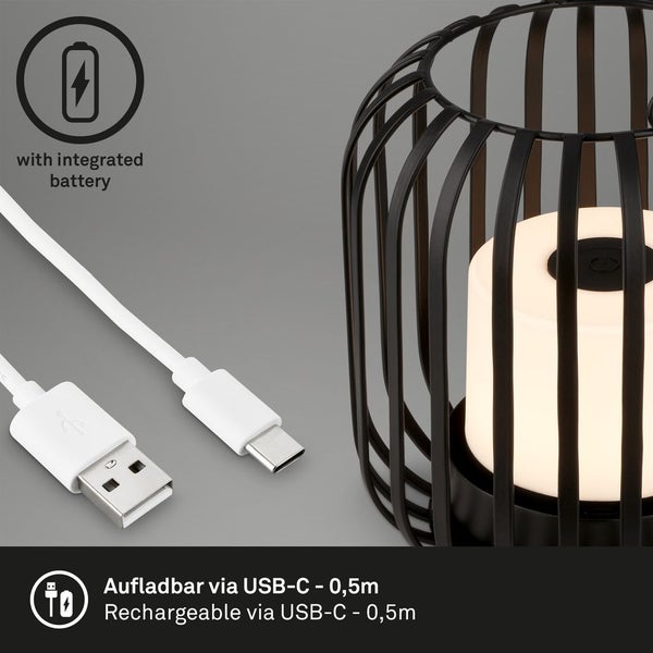 Akku LED Tischleuchte, schwarz-gold, 1xLED/2W