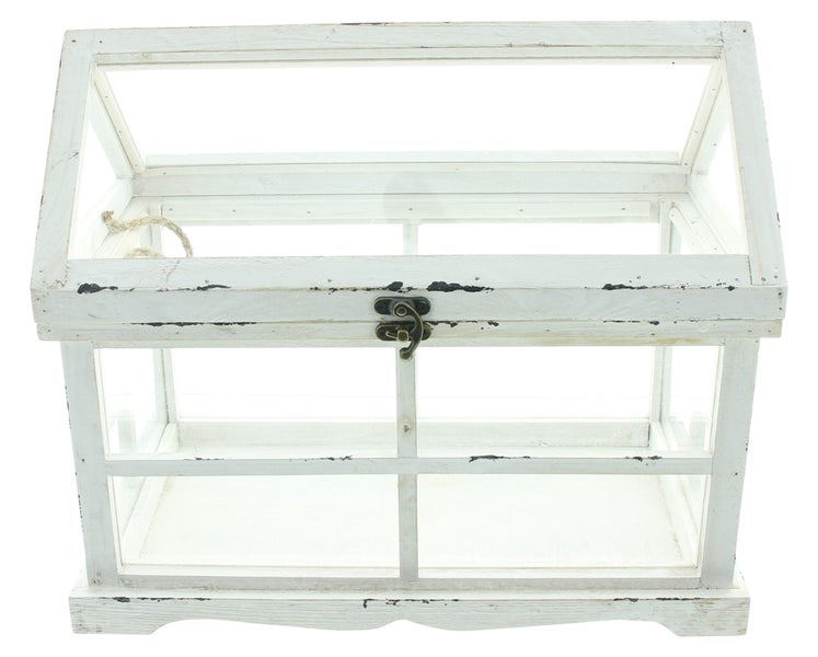 FRANK FLECHTWAREN | Gewächshaus Shabby, HOLZ, 37 x 21 x 31 cm