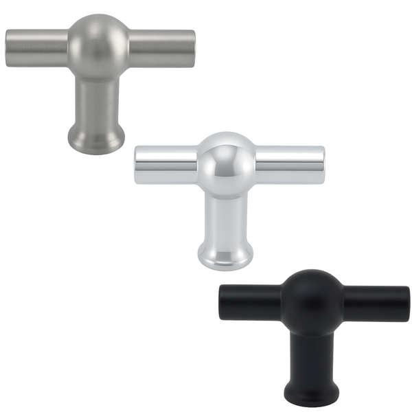 Drei Möbelknöpfe in verschiedenen Ausführungen