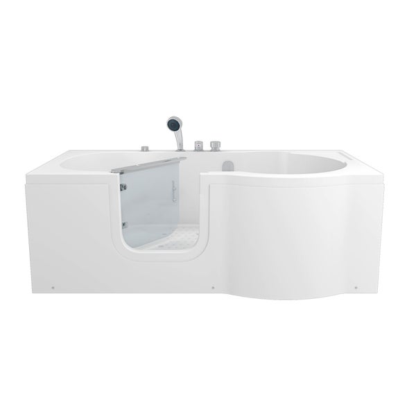 Badewanne mit Tür und Duschkopf