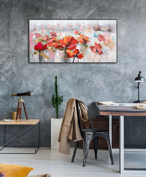Handgemaltes Gemälde Acrylfarbe 120x60cm Rot