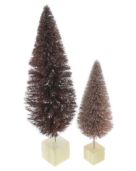 FRANK FLECHTWAREN | Tanne Wintertraum, 2er Set, 6 x 6 x 20 cm, 9 x 9 x 29 cm  , KUNSTSTOFF, HOLZ