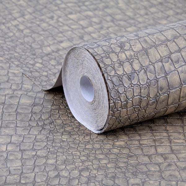 Sublime | Vliestapete - Krokodil - Bronze
