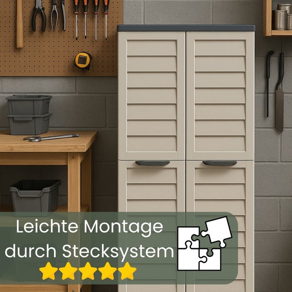 Kunststoff Mehrzweckschrank mit Stecksystem im Werkraum