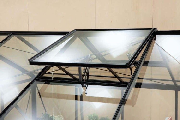 Terrando Gewächshaus Amalie Gewächshaus aus Metall in Schwarz, Anzuchthaus mit 4 mm Wandstärke Treibhaus 2,4x3,1m