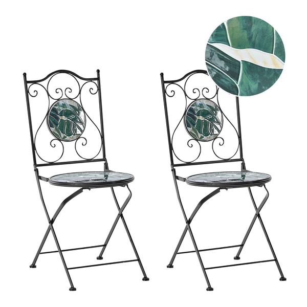 Gartenstuhl 2er Set COZZANA Metall Schwarz