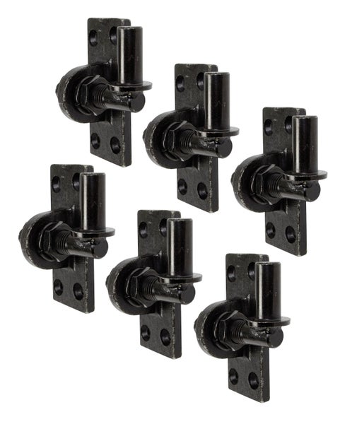Set von sechs verstellbaren Ladenbändern aus Metall zur Befestigung von Fensterläden.