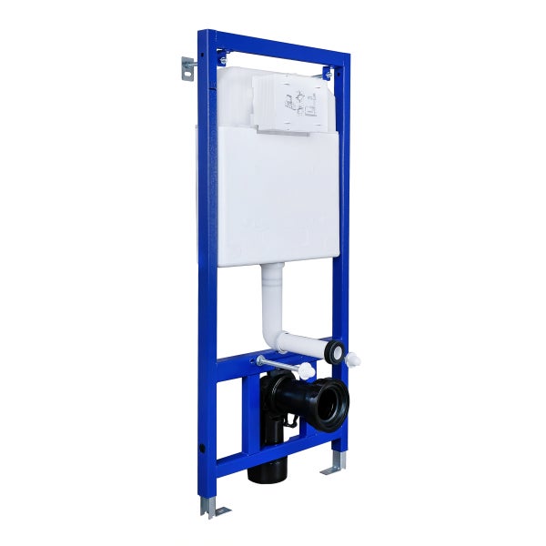 Vorwandelement für Wand-WC mit Unterputz-Spülkasten und Montagerahmen aus Metall.