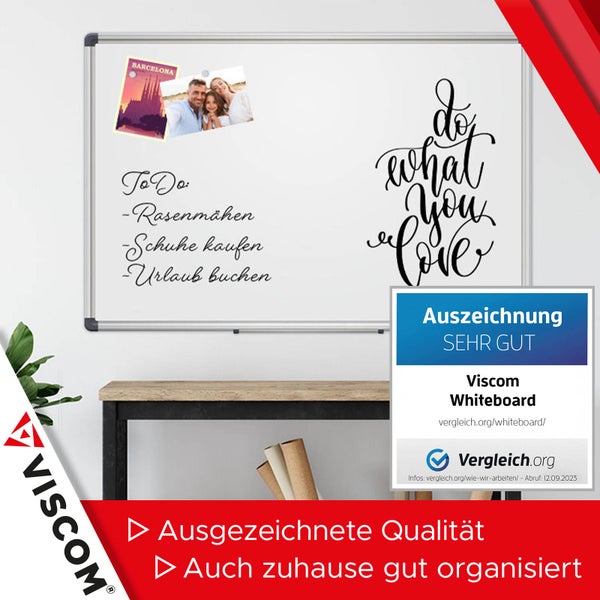VISCOM Whiteboard magnetisch - 30 x 40 cm - Magnettafel für Büro & Zuhause - Magnetwand kratzfest & beschreibbar - mit Aluminium-Rahmen - für Hoch- und Querformat